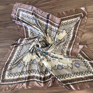 Jiaying Silk Feel Square Floral Scarf Shawl Wrap
